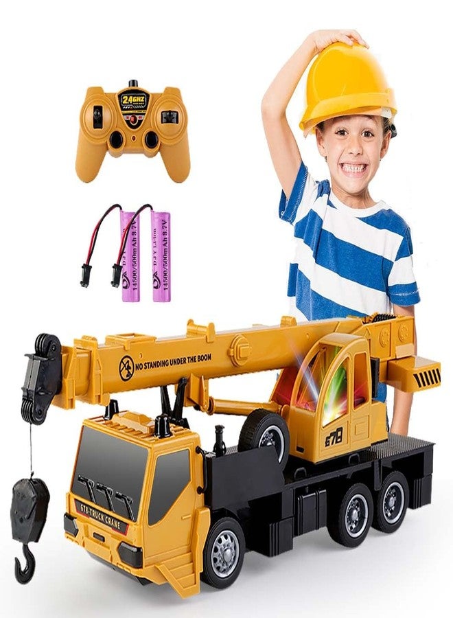 SNACKTANT Remote Control Crane Truck Toy for Boys - 2.4G Large RC Crane Truck with Light & Sound, 6 Channel Construction Toy with 2 Batteries, Tractor Toy Birthday for Kids 3-8 Years Old - Image 1
